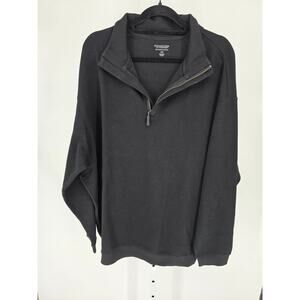 Roundtree & Yorke Mens Sz 2XB 1/4 Zip Pullover Sweater Black NEW Silky Finish
